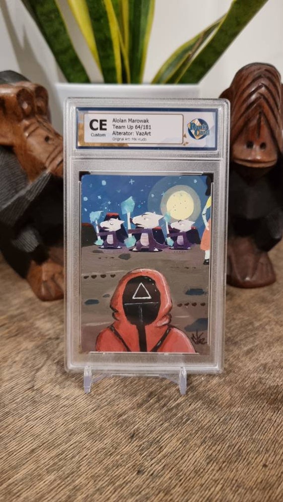 squid game pokemon cards Alolan MAROWAK/ SQUID GAME Hand Painted - Graded - Team Up