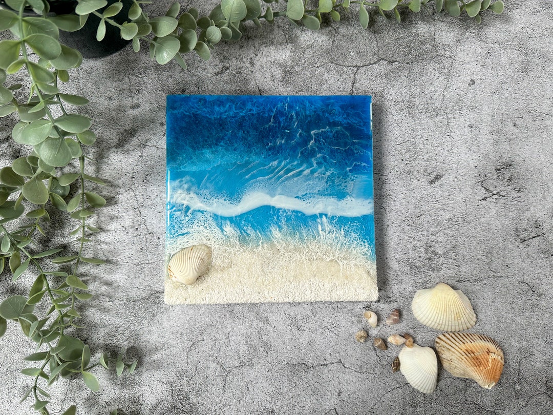 Resin Ocean Wall Art, Nature Inspired Seascape Wave Epoxy Painting With ...