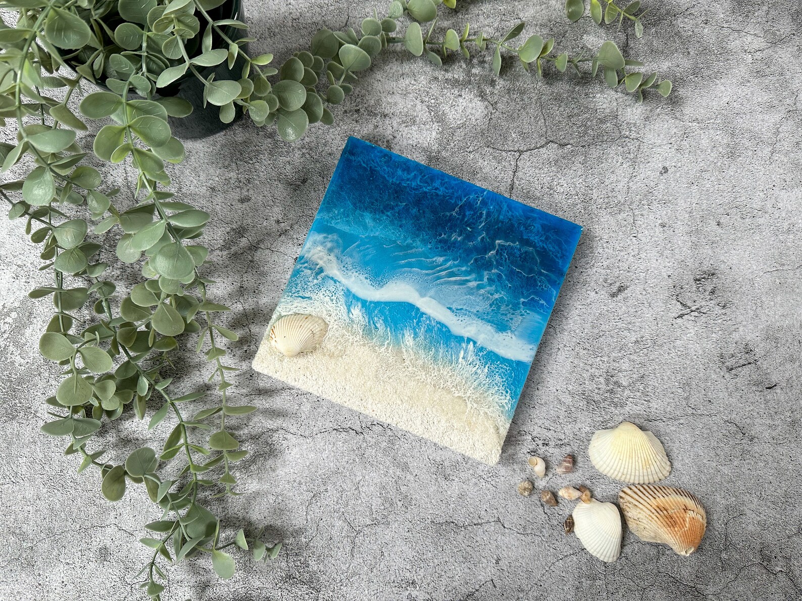 Resin Ocean Wall Art, Nature Inspired Seascape Wave Epoxy Painting With ...