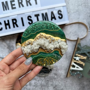 Kerstboomversieringen, geode-geïnspireerde boomdecoratie hars, epoxykristalkunst, heksendecor.