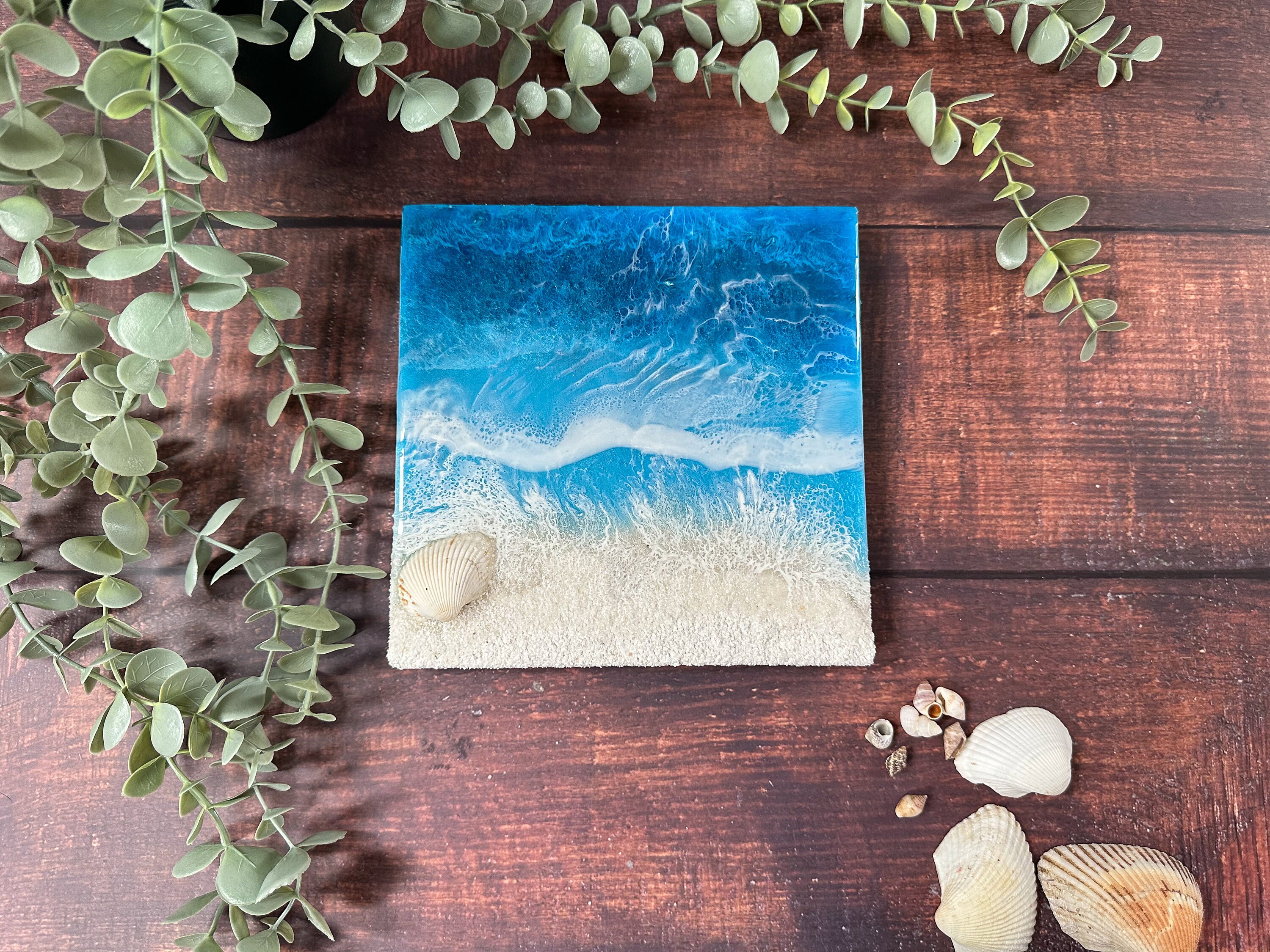 Resin Ocean Wall Art, Nature Inspired Seascape Wave Epoxy Painting With ...