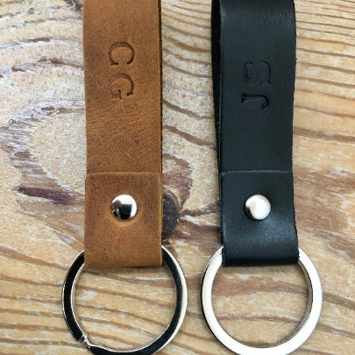 Handmade Personalised Leather Keyring or Key Fob Gifts for Etsy UK