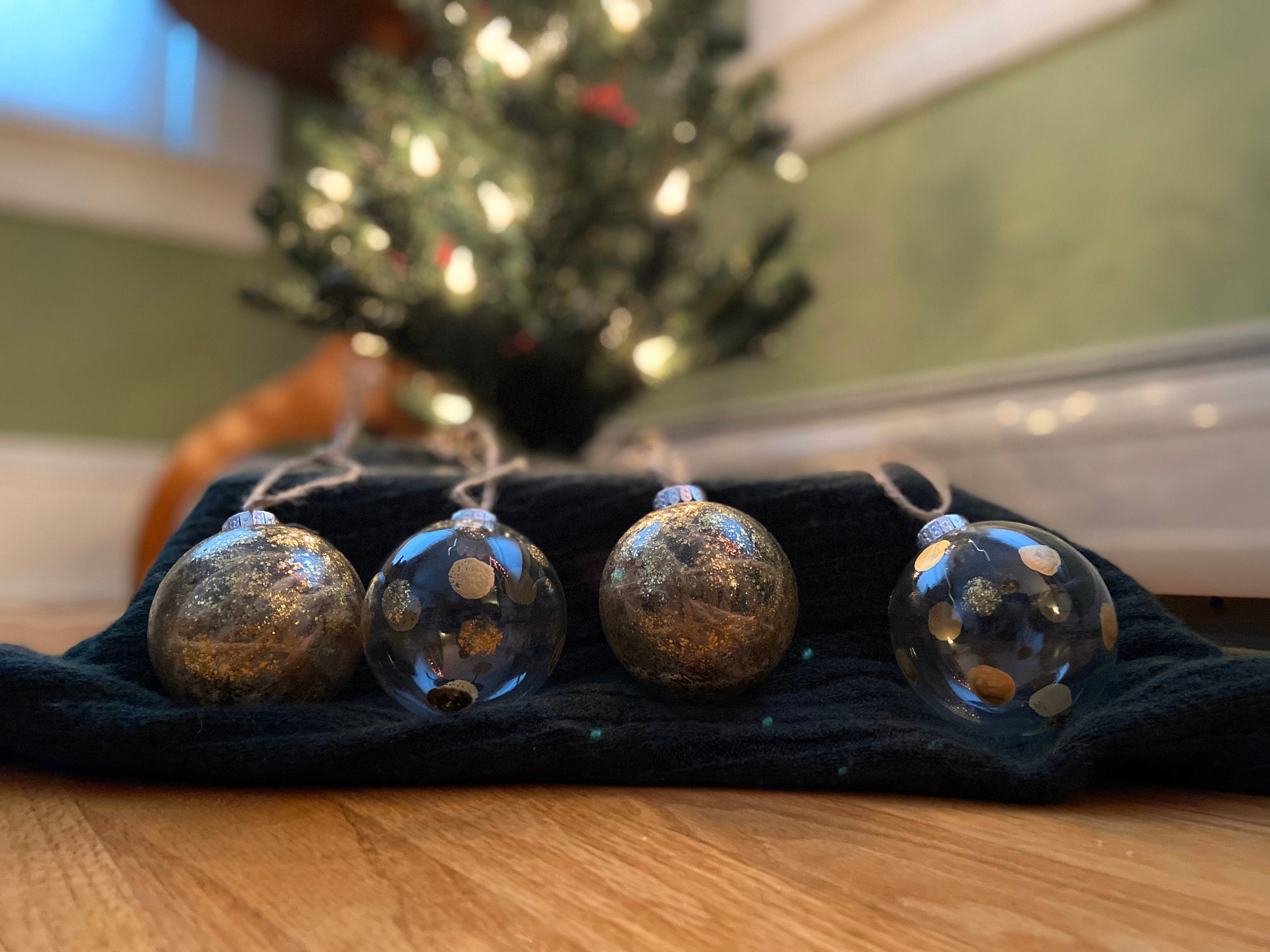 Gold Glitter Glass Ball Ornaments Etsy