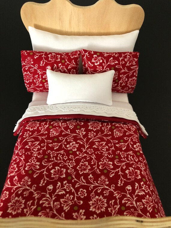 Miniature Dollhouse Bed Set. Scale 112. Room Box Diorama. Etsy