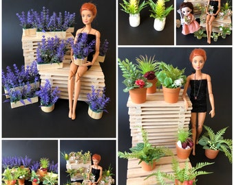 10 Dark Blue Flower Pots  Dollhouse Miniatures Supply Garden Outdoor 
