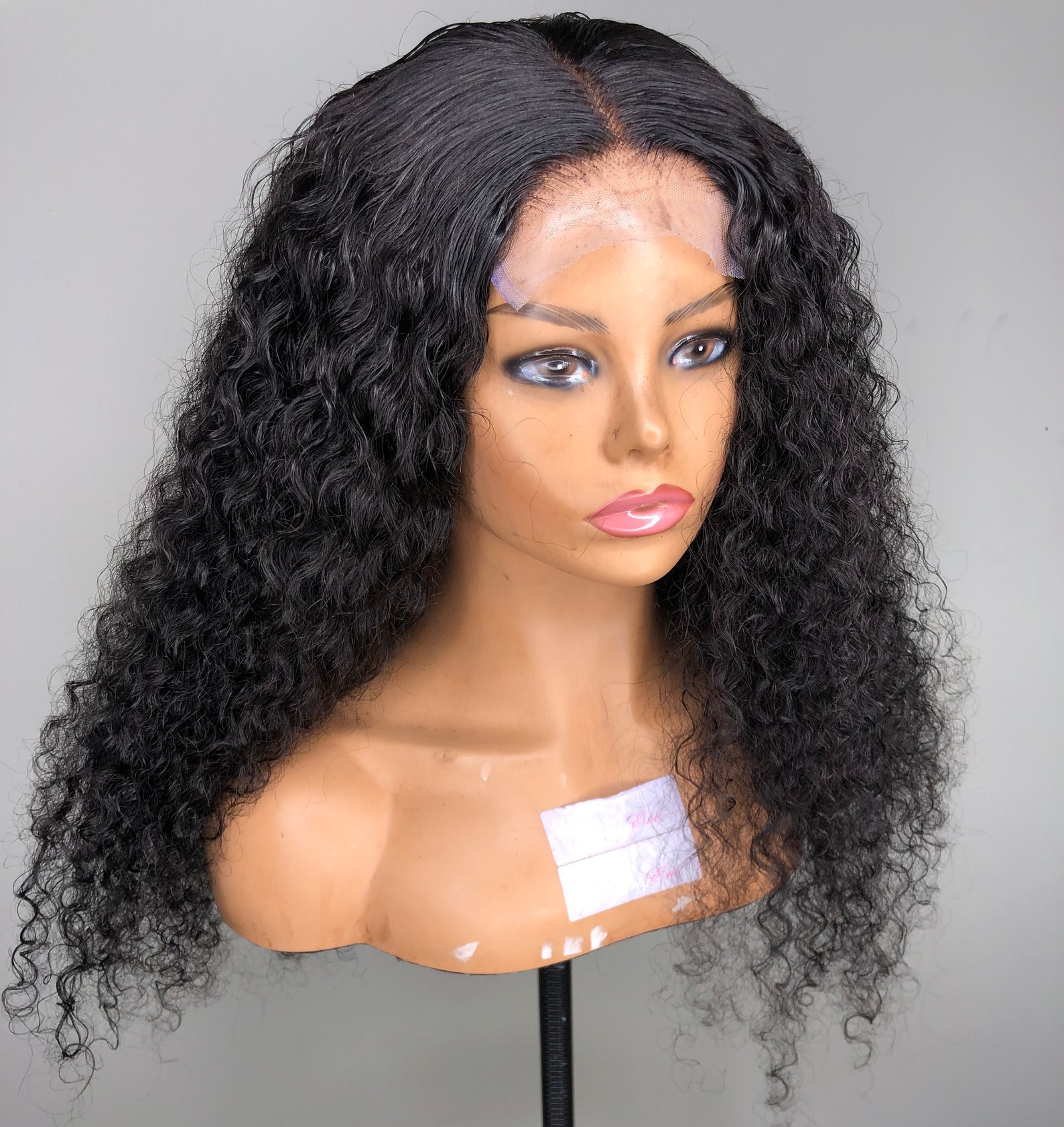 Deep Curly Wig Lace Closure 4x4 free part 1b Virgin Hair Etsy