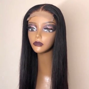 1b Virgin Human Hair Lace Closure Wig – Straight, Pre-Plucked, 250% Density