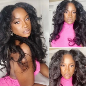 SZA WIG human hair bangs Kinky Straight human hair wig - 4x4 lace closure wig - Bangs Wig Yaki hair #1b Hair glueless wig ‘sza inspired wig’