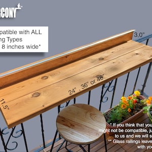 Cedar Balcony Bar Table: Foldable Railing Bartop with LED Light