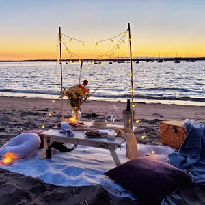 Handcrafted Wine Picnic Table Set: Portable Boho Case with Wine Glasses