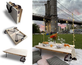 Luxury Picnic Table / Portable Case / Foldable boho picnic table. BARCONY ALFRESCO 2024 .