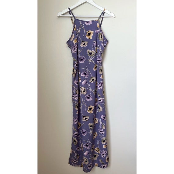 Vintage 90s Anemone Print Halter Maxi Dress in La… - image 4