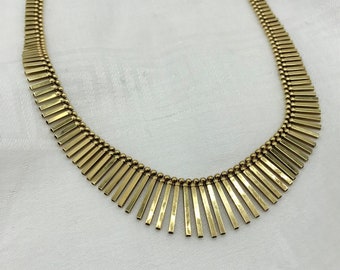 14k Gold "Cleopatra" Tabular Fringe Collar Necklace