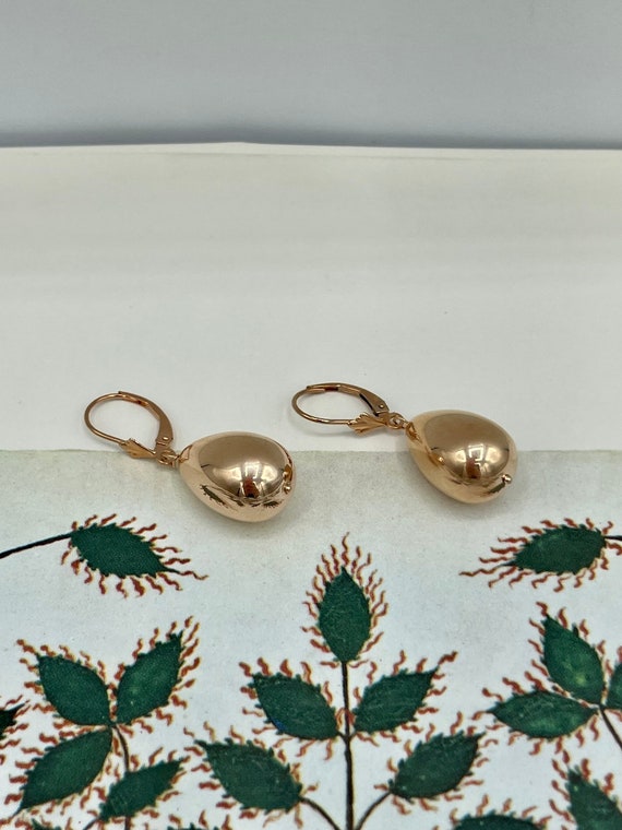 Modern Minimalistic 14k Rose Gold Finial Drop Ear… - image 1