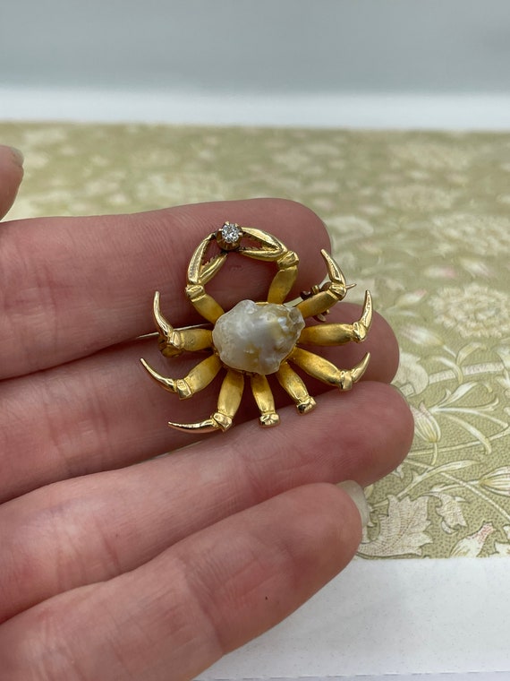 Antique Edwardian c.1910s 14k Gold Baroque Pearl … - image 3