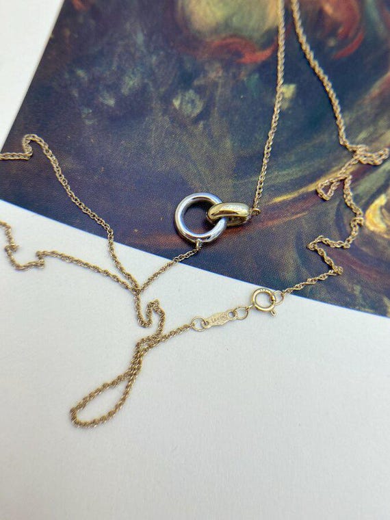 14k Dual Gold Interlocking Loop Pave Diamond Drop… - image 2