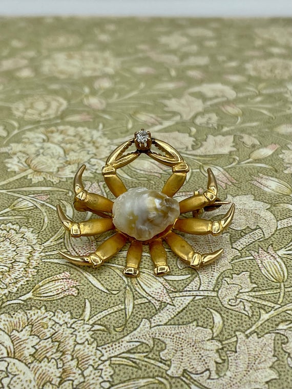 Antique Edwardian c.1910s 14k Gold Baroque Pearl … - image 1