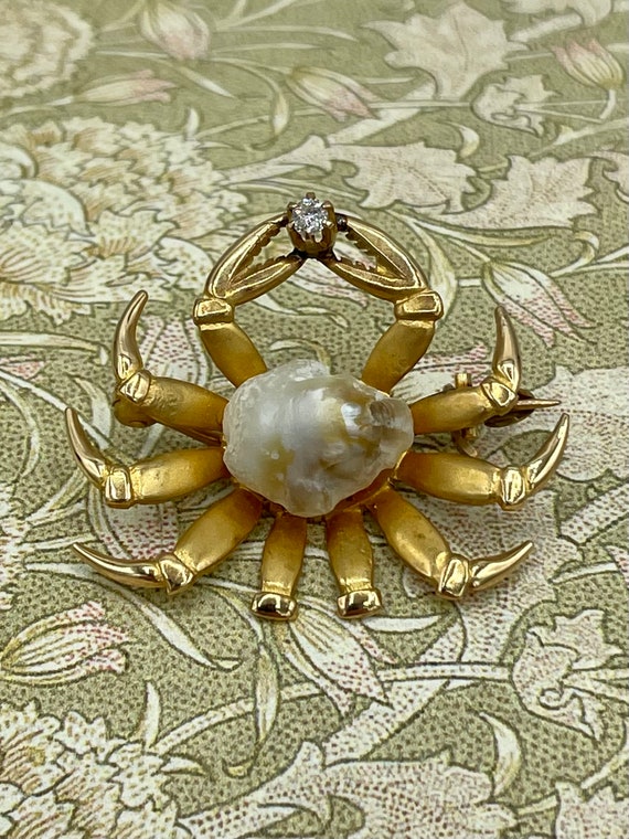 Antique Edwardian c.1910s 14k Gold Baroque Pearl … - image 2