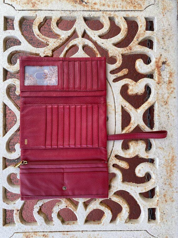 Rectangular Folding Red Leather Clutch Wallet - image 1