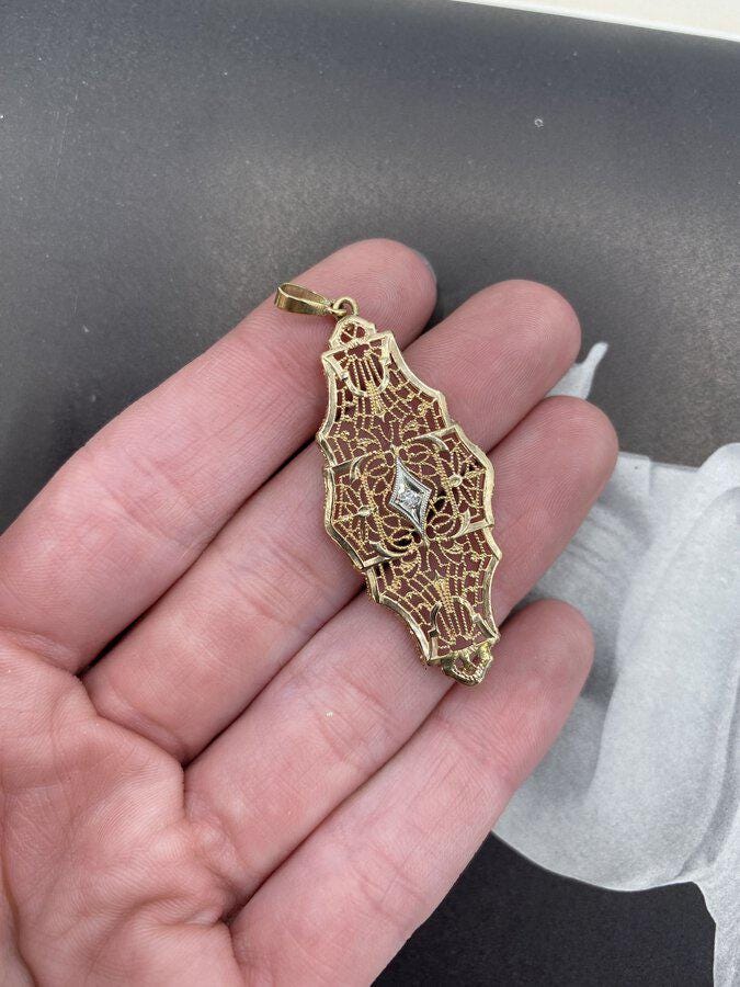 RESERVED* 10k Gold Antique Filigree Converted Art Deco Drop