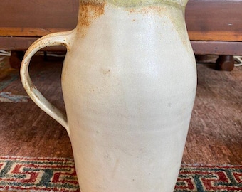 Vintage c.1987 MS Artist "Pat Gavin" Signed + Dated 9.5"h Stoneware Pottery Pitcher