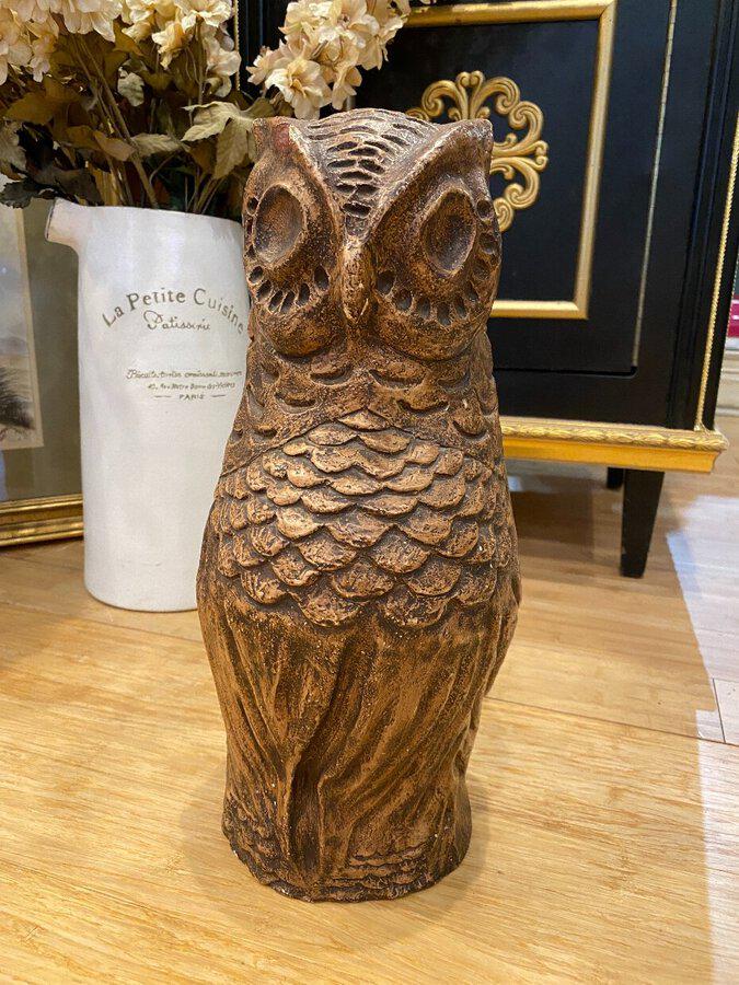 Vintage 1970s "Westchester" Handmade Plaster Owl Sculpture