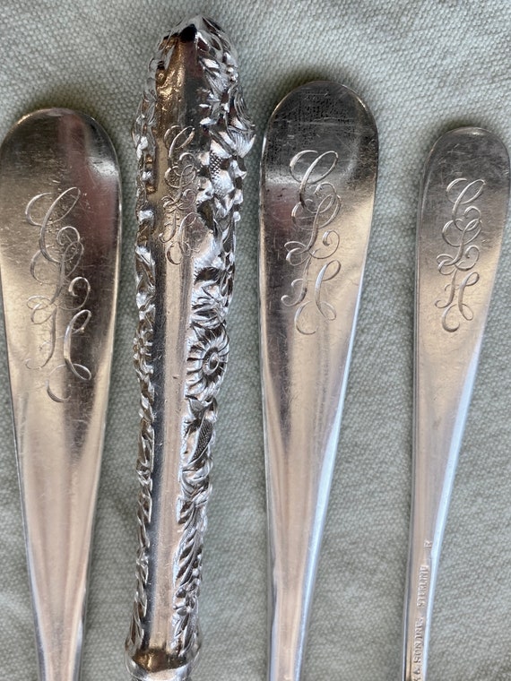 7 Piece “S. Kirk & Son” Sterling Silver Floral Reprousse Place