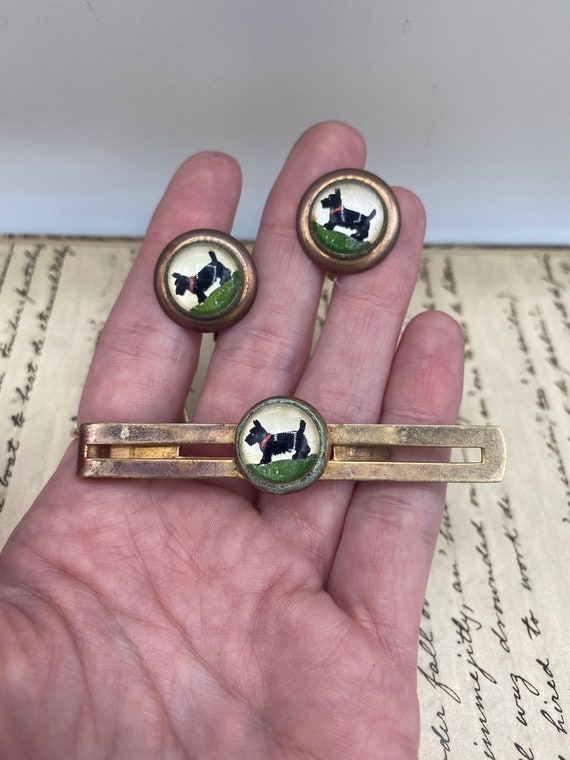 Vintage 1950s Gold Filled Scottie Dog Tie Clip an… - image 3