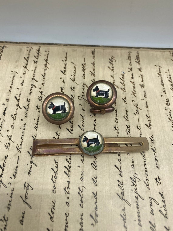 Vintage 1950s Gold Filled Scottie Dog Tie Clip an… - image 1