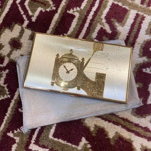 wadsworth cigarette case Vintage Goldtone or Compact Etched US Map #21245 wadsworth cigarette case Vintage "Wadsworth"
