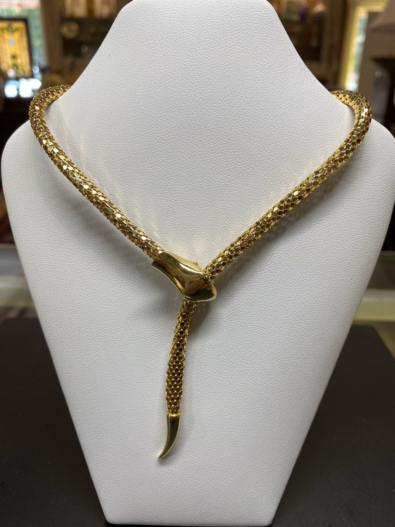 14k Gold Snake Bolo Necklace