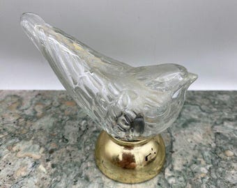 Vintage Avon Clear Glass Molded Bird Cologne Bottle