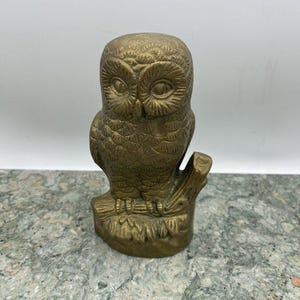 Vintage Brass Owl + Branch Figurine