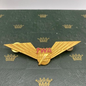 1970s Trans World Airlines &quot;TWA&quot; Gold Filled 2nd Issue Flight Engineer/2nd Officer Wings Pin