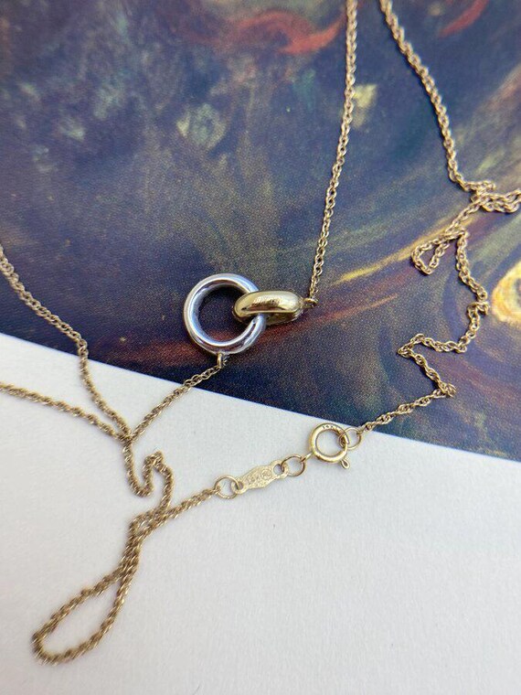 14k Dual Gold Interlocking Loop Pave Diamond Drop… - image 3