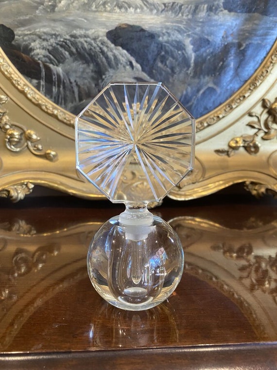 Vintage Solid Crystal Prism Octagonal Stopper Per… - image 1