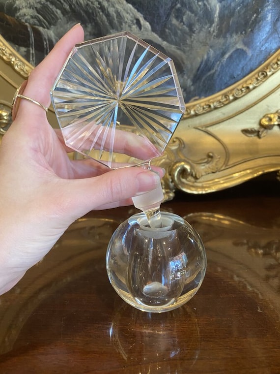 Vintage Solid Crystal Prism Octagonal Stopper Per… - image 3