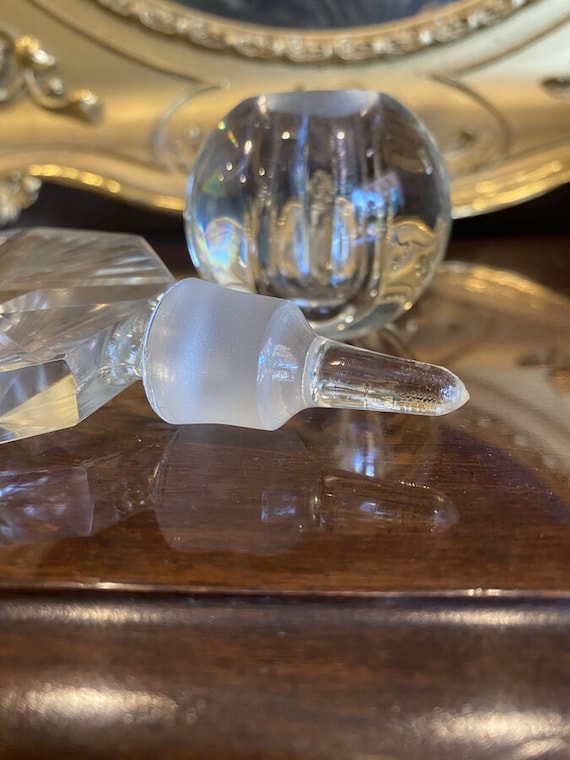 Vintage Solid Crystal Prism Octagonal Stopper Per… - image 8