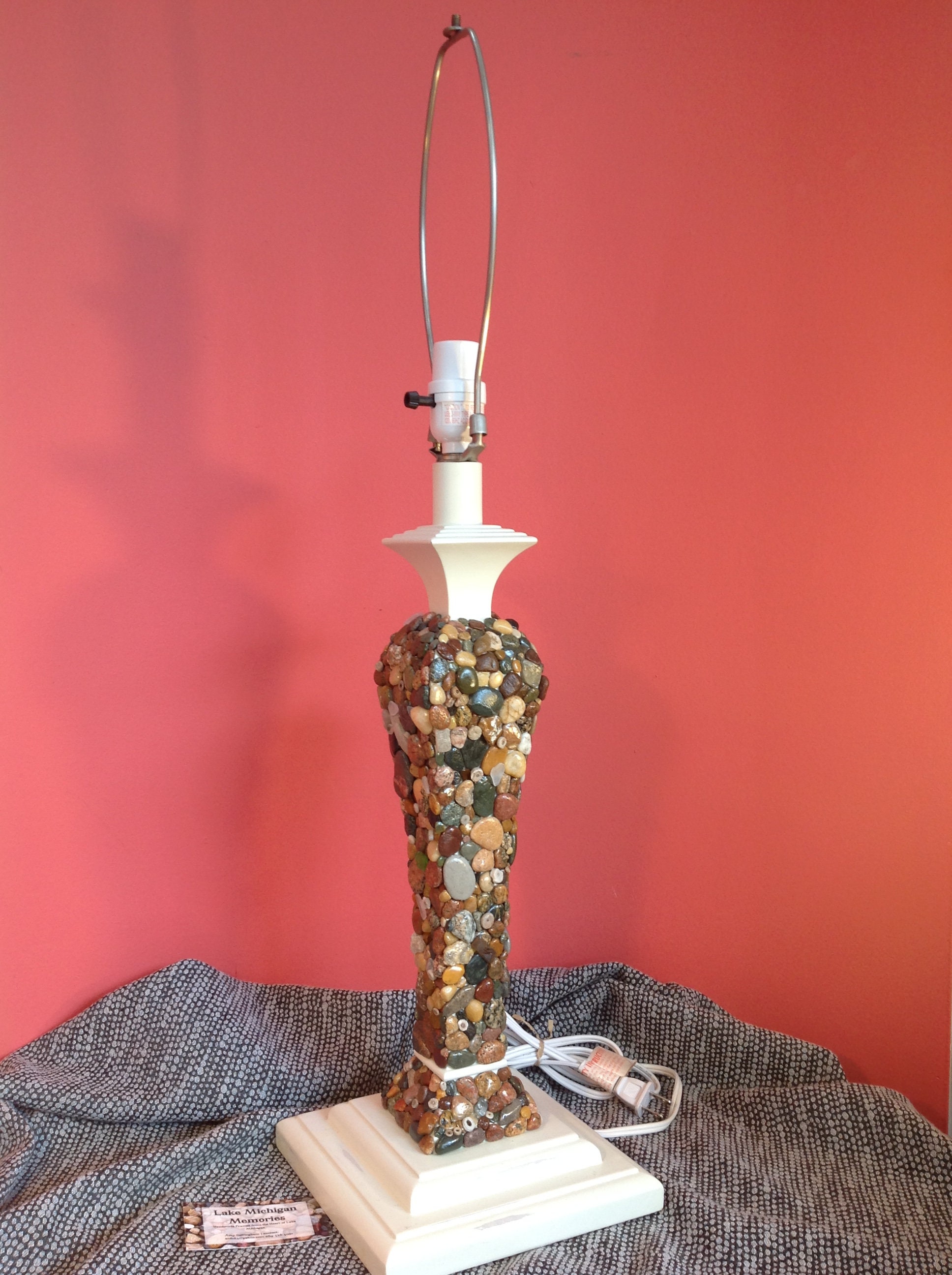 Beach Stone Table Lamp 32inch Rock Lamp Stone Lamp Etsy