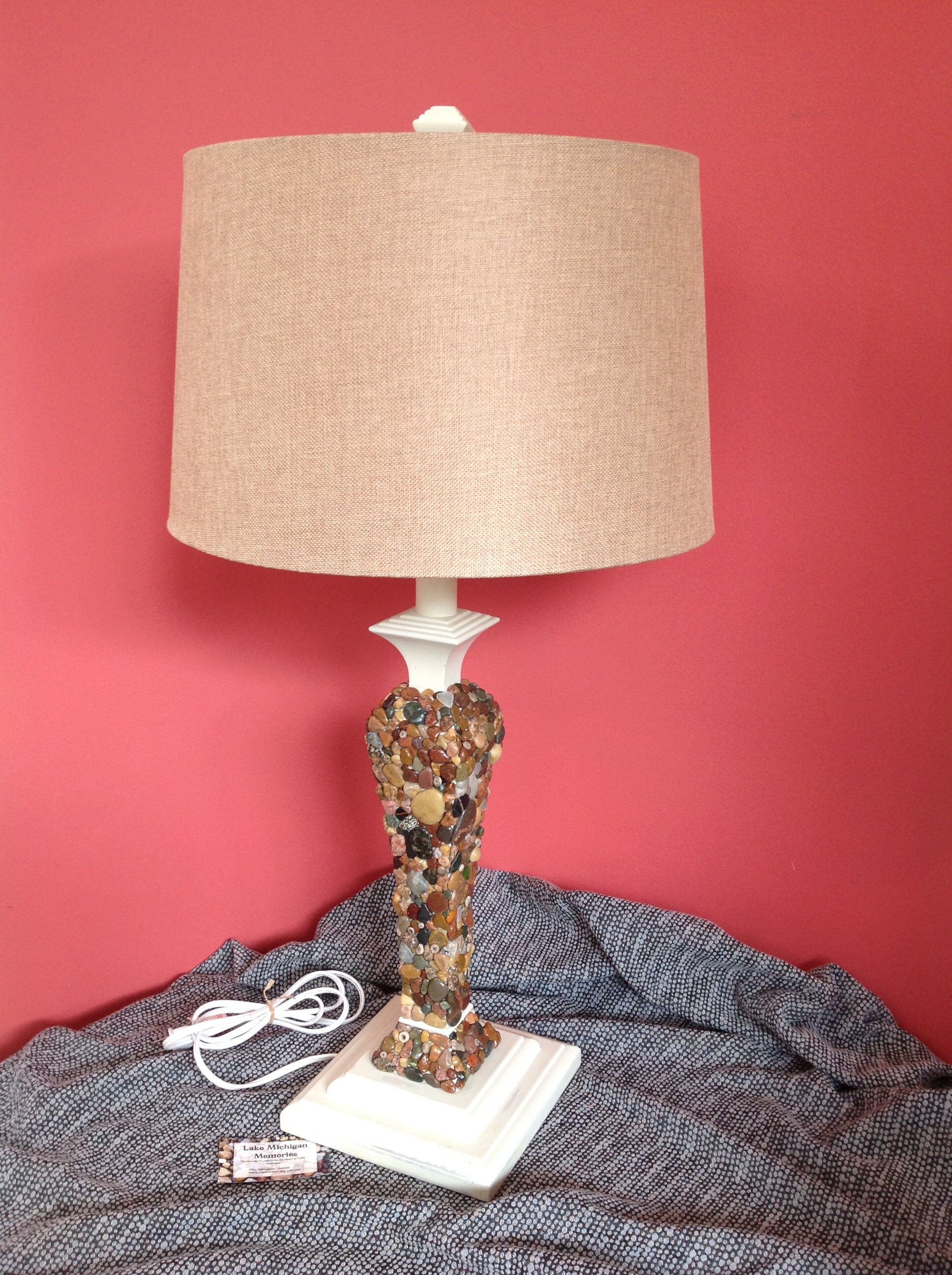 Beach Stone Table Lamp 32inch Rock Lamp Stone Lamp Etsy