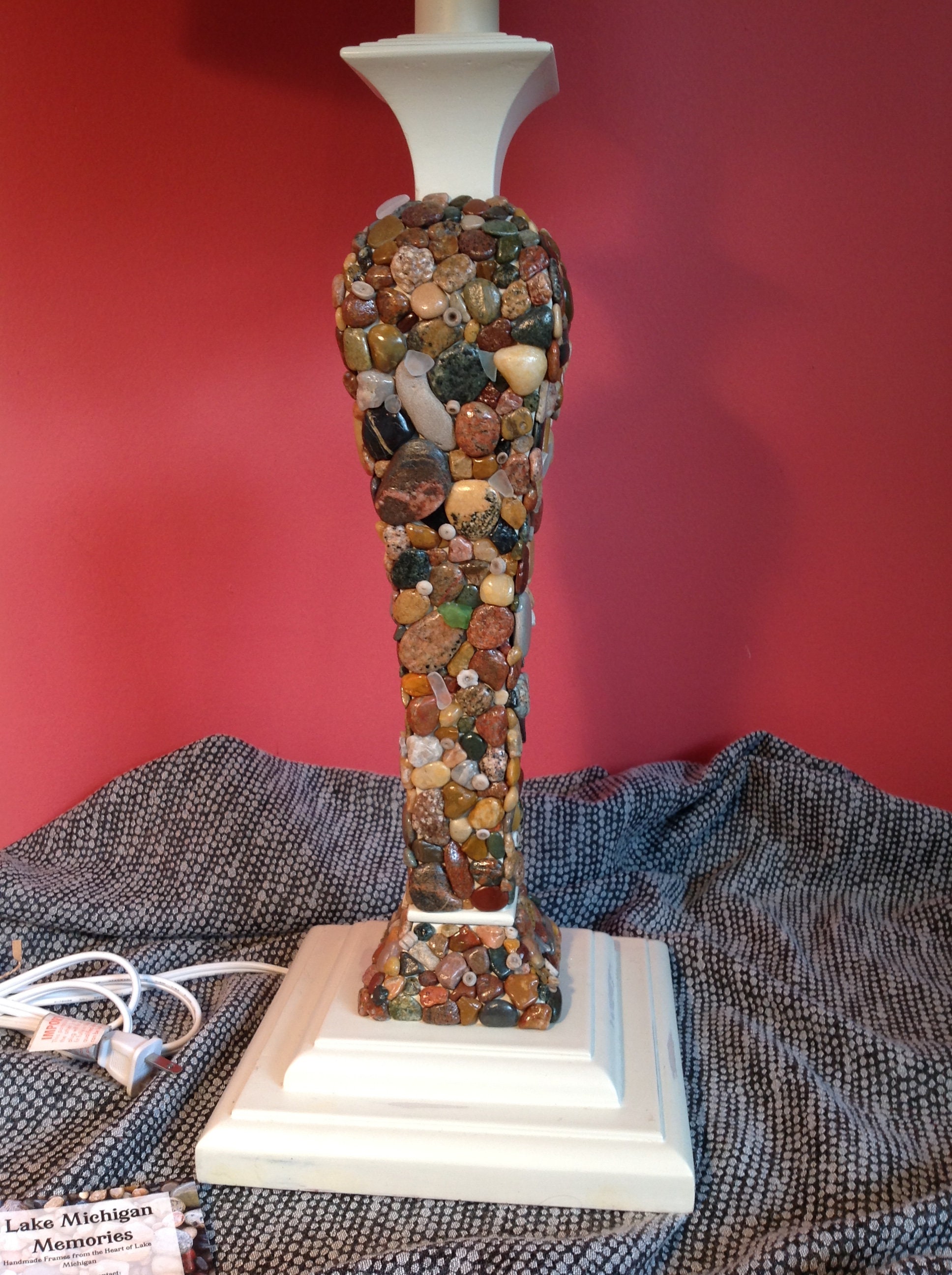 Beach Stone Table Lamp 32inch Rock Lamp Stone Lamp Etsy