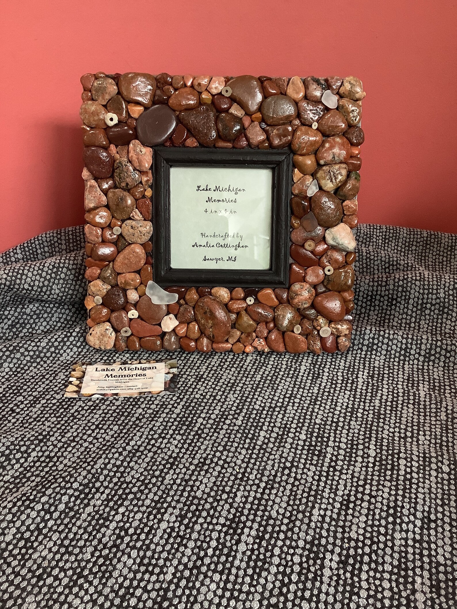 Beach Stone Frame 4x4 Stone Frame Rock Frame Michigan Rock Etsy