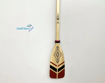 Tribal Design Burgundy & Black Wooden Paddle - 3ft