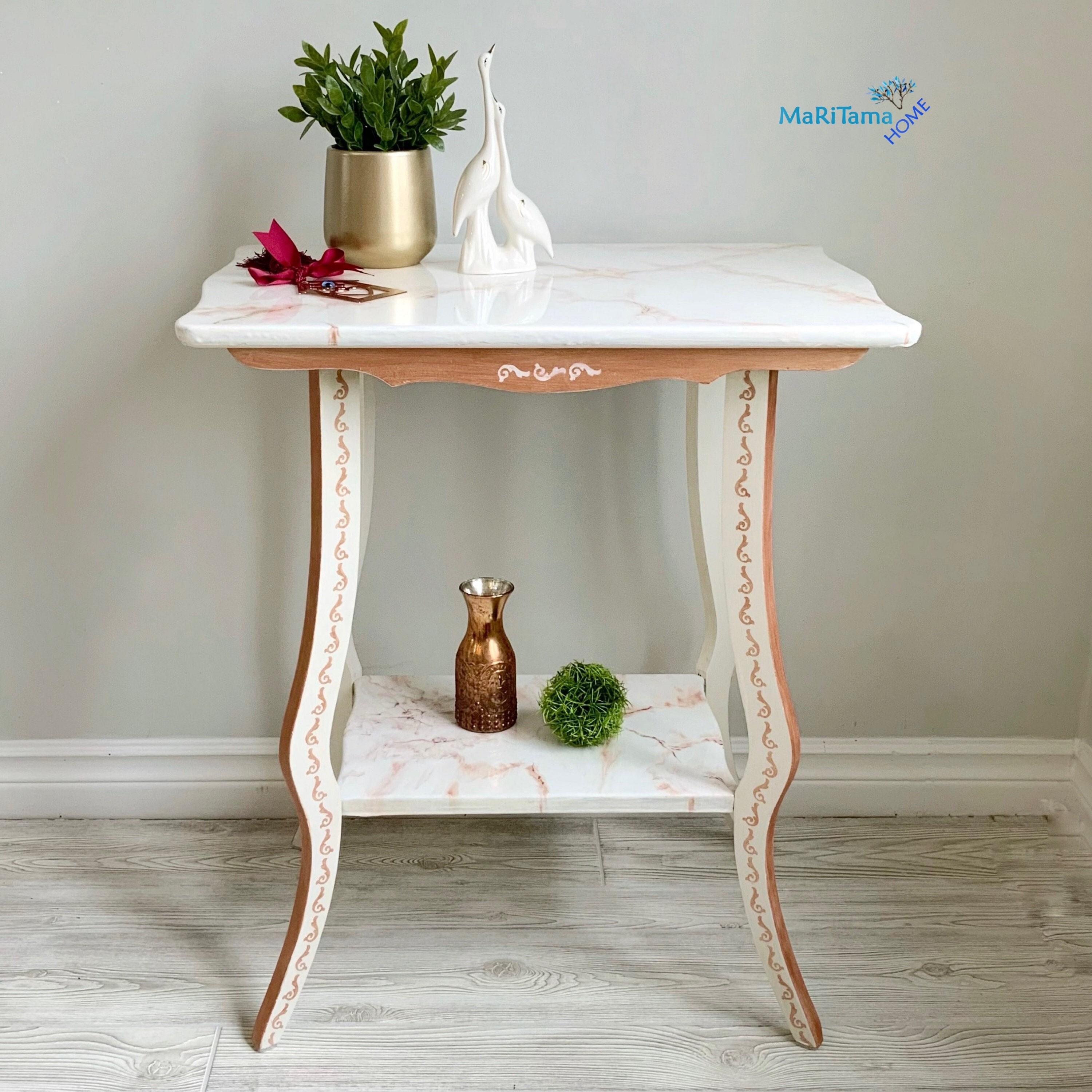 Bouillotte ou table d'appoint en marbre à clé grecque, façon Maison