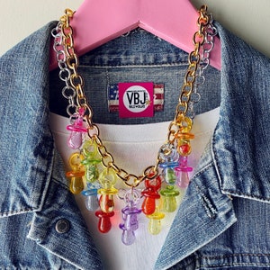 90s Style • Choker Big Pacifiers • Necklace with large resin-plastic pacifiers!! kawaii!!