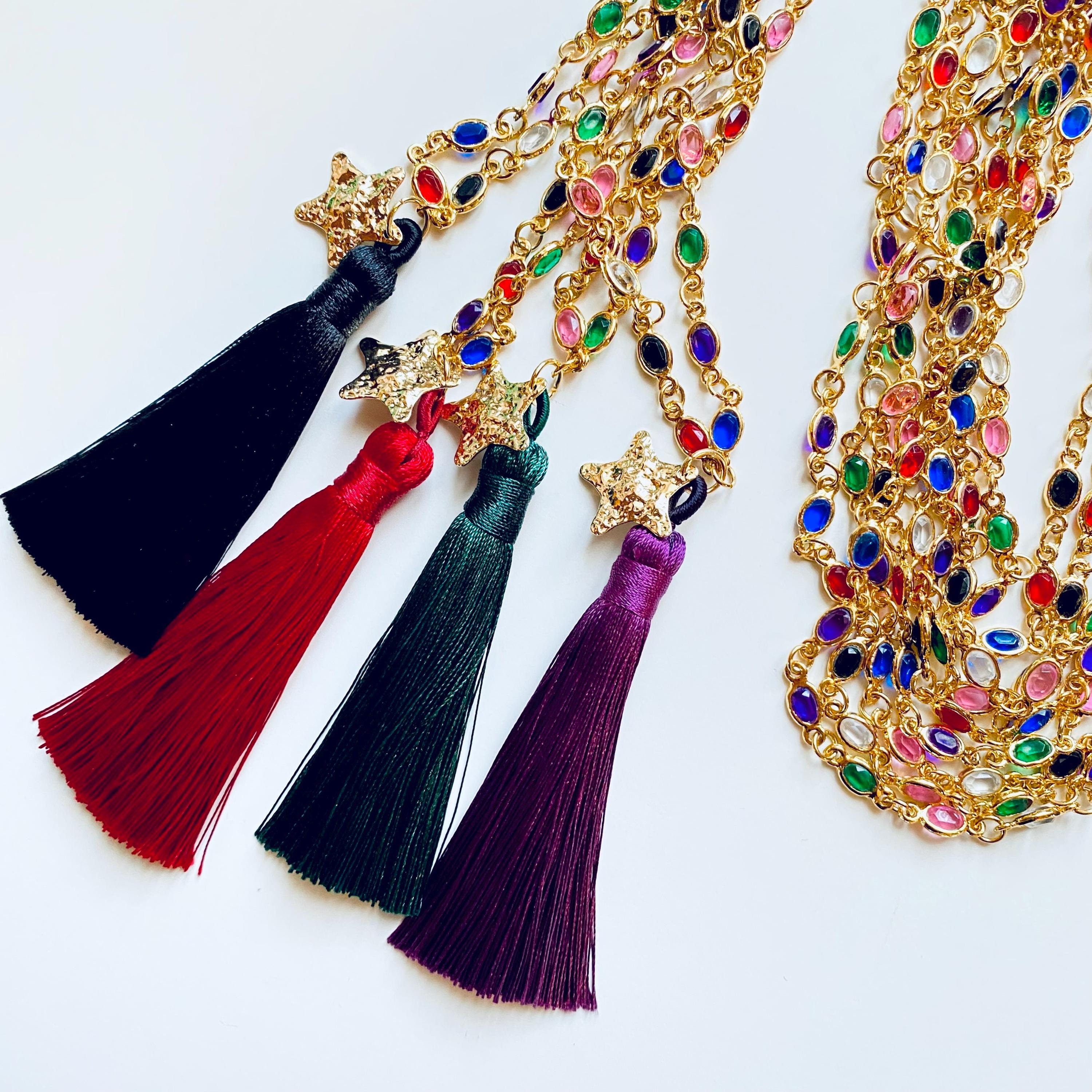 Orecchini Lunghi A Catena Con Nappe E Cristalli Boho - Pendenti Eleganti In Metallo Per Donne - 2