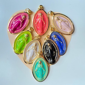 Large Miraculous Madonna Medal Hand Painted! Handmade in Italy