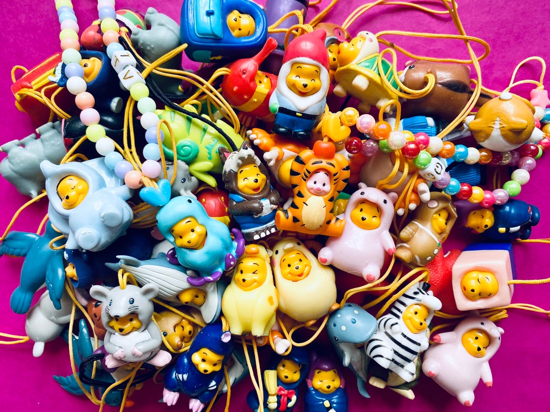 Peek-a-pooh Disney RARE Charms,phone Strap,phone Beads, Earring, Gashapon  Winnie the Pooh and Tweety. Tommy. Kawaii 2000 Style. Tail 