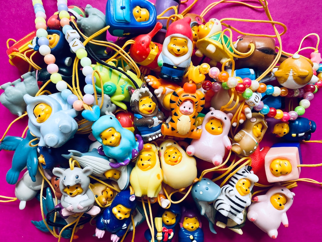 Peek-a-pooh Disney RARE Charms,phone Strap,phone Beads, Earring, Gashapon  Winnie the Pooh and Tweety. Tommy. Kawaii 2000 Style. Tail 