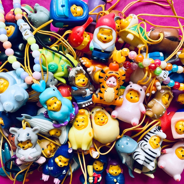 Peek-A-Pooh Disney RARE - Charms,Phone Strap,Phone Beads, Orecchino, Gashapon Winnie the Pooh e Titti. Tomy. kawaii! 2000 Style. Cod.A